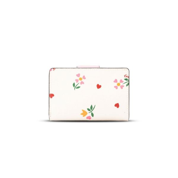  Ví Coach Medium Corner Zip Wallet With Heart Petal Print Trắng 