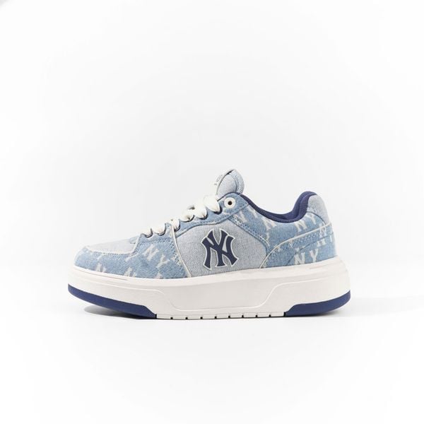  Giày MLB Korea Chunky Liner Denim Classic Mono New York Yankees Blue 