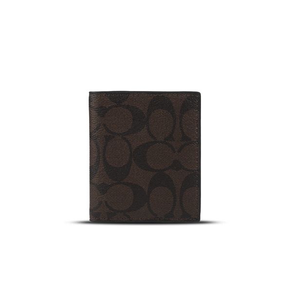  Ví đựng thẻ Coach Slim Case in Signature Canvas Monogram Màu Nâu Đậm 
