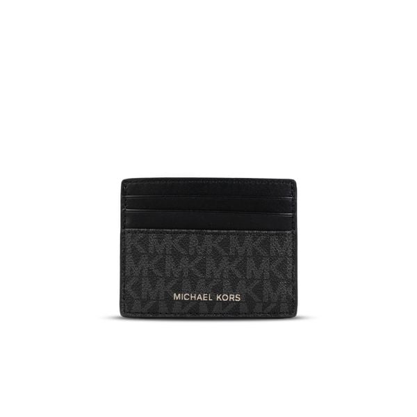  Ví đựng thẻ Card Holder Michael Kors Men Black Signature MK Logo Tall Card Case 