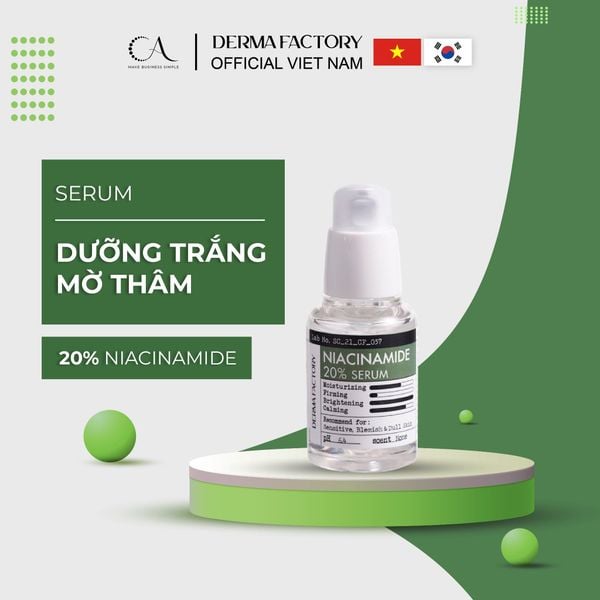  Derma Factory Niacinamide 20% Serum - Tinh chất làm sáng và cải thiện da, thuần chay 30ml 