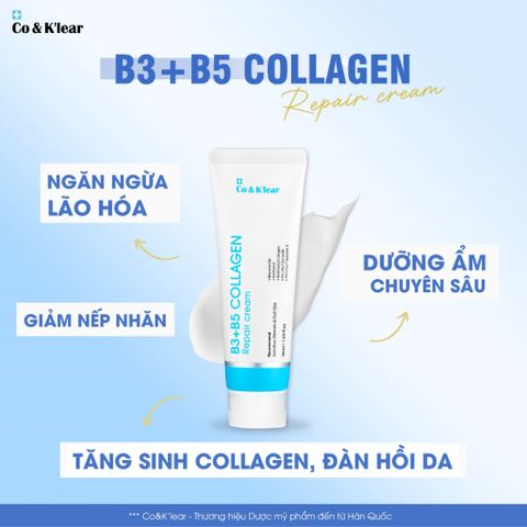  Kem Dưỡng Phục Hồi Làm Dịu Da, Cấp Nước B3 B5 Collagen CoK’lear 30ml 