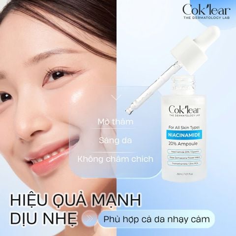  Tinh chất Niacinamide 20% Cok’lear dưỡng sáng mờ thâm hỗ trợ kiểm soát dầu nhờn và giảm mụn 