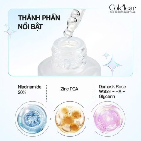  Tinh chất Niacinamide 20% Cok’lear dưỡng sáng mờ thâm hỗ trợ kiểm soát dầu nhờn và giảm mụn 