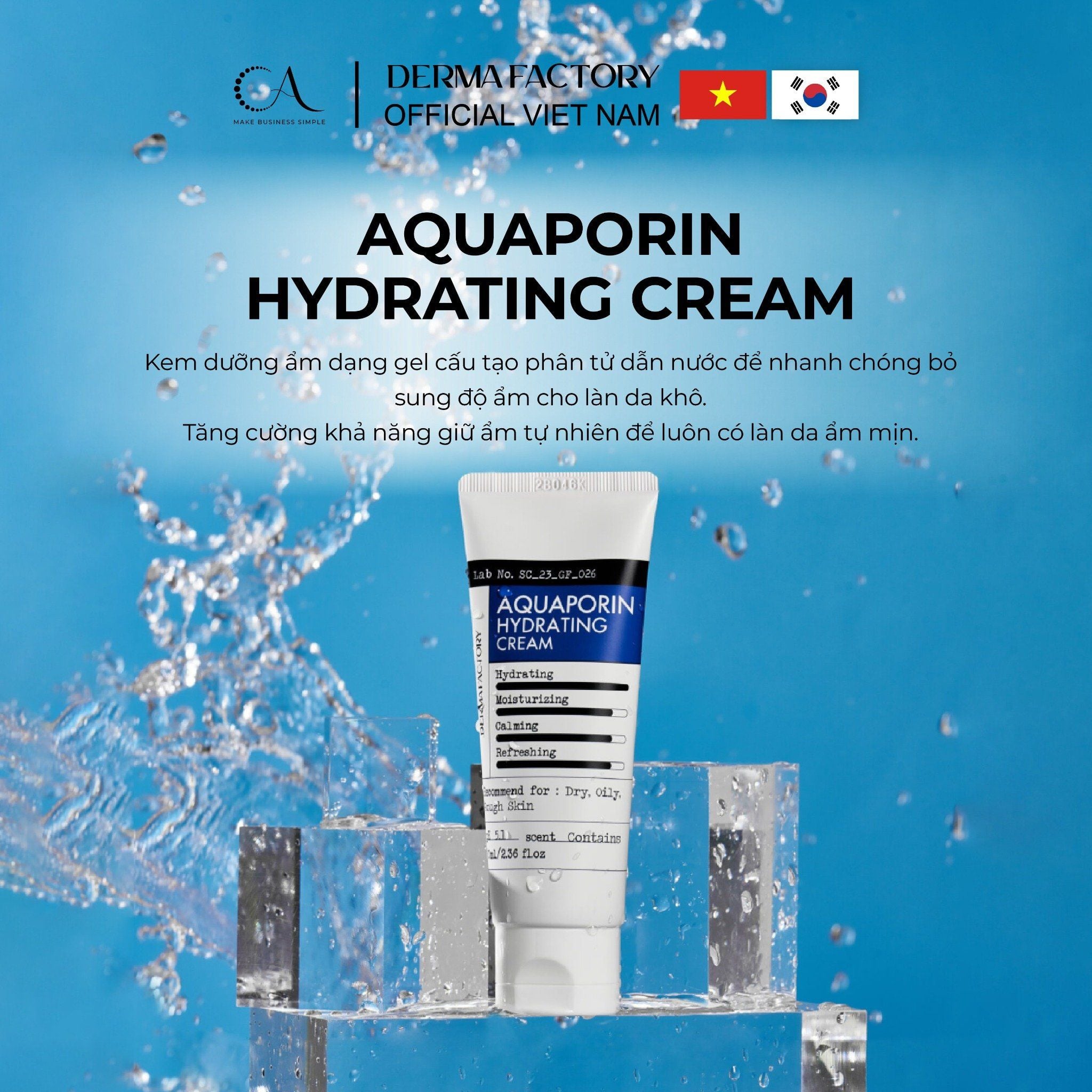  Derma Factory Aquaporin Hydrating Cream - Kem dưỡng cấp ẩm và phục hồi hàng rào da 