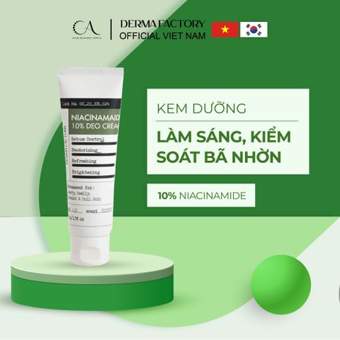  Derma Factory Niacinamide 10% Deo Cream - Kem dưỡng sáng và khử mùi vùng da nhạy cảm, thuần chay 30ml 