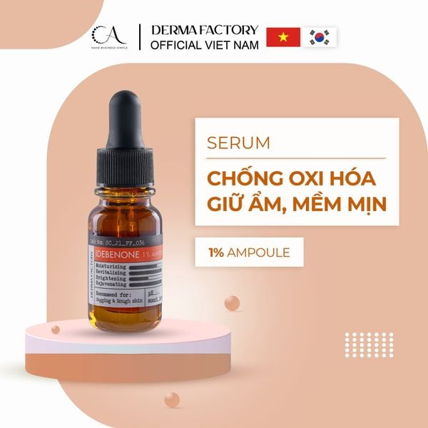  Derma Factory Idebenone 1% Ampoule - Tinh chất Idebenone chống oxy hóa mạnh mẽ, cải thiện nếp nhăn & phục hồi da lão hóa 