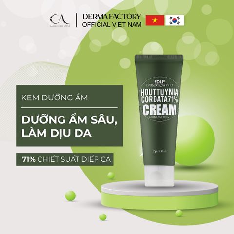  Derma Factory EDLP Houttuynia Cordata 71% Cream - Kem dưỡng ẩm và làm dịu da nhạy cảm 60g 