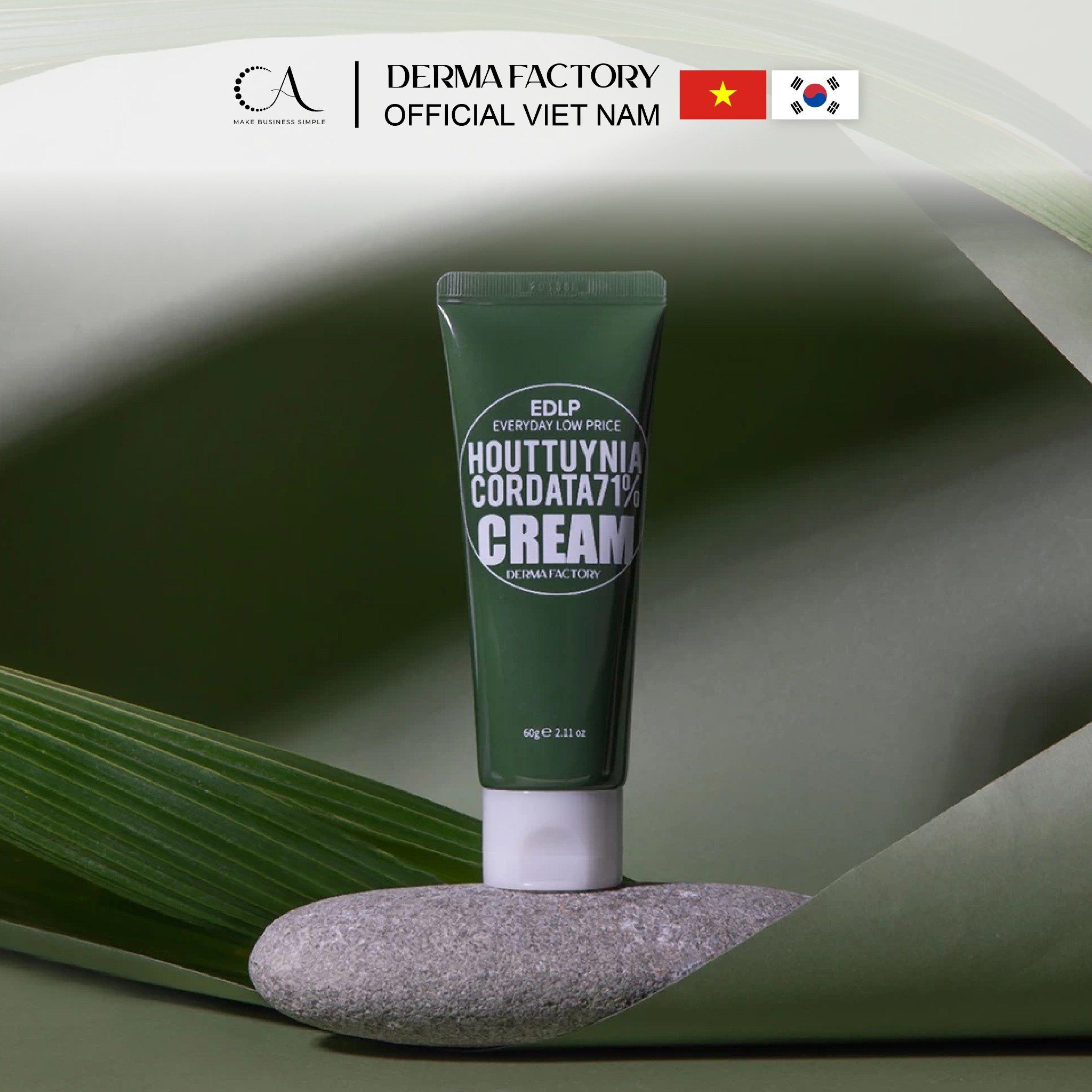  Derma Factory EDLP Houttuynia Cordata 71% Cream – Kem dưỡng rau diếp cá 71% làm dịu, phục hồi và cân bằng da 