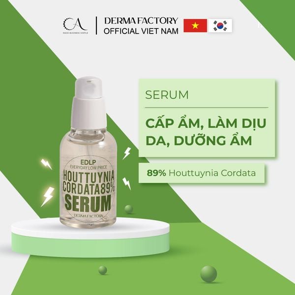  Derma Factory EDLP Houttuynia Cordata 89% Serum – Serum rau diếp cá làm, cấp ẩm và cân bằng 30ml 