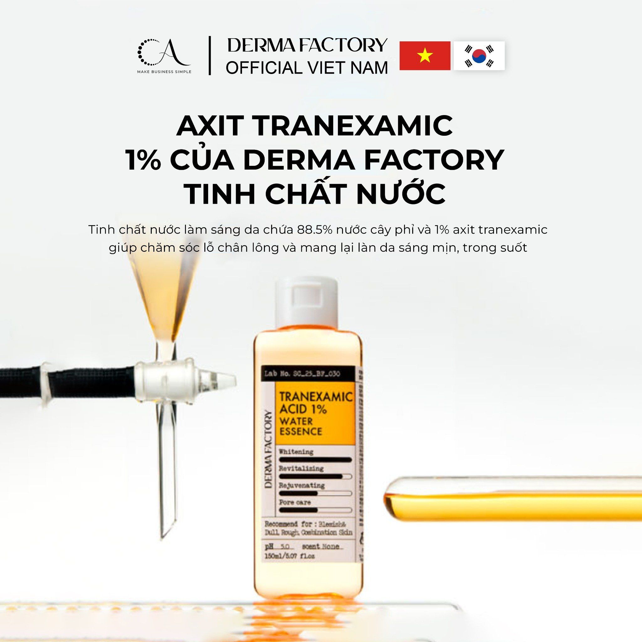  Derma Factory Tranexamic Acid Water Essence 150ml – Tinh chất nước làm sáng da & giảm thâm nám nhẹ nhàng 