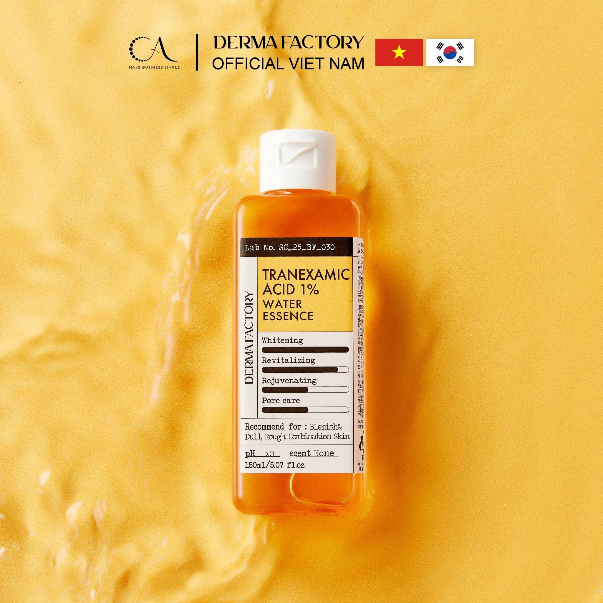  Derma Factory Tranexamic Acid Water Essence 150ml – Tinh chất nước làm sáng da & giảm thâm nám nhẹ nhàng 
