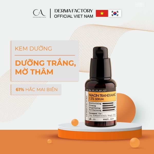  Derma Factory Niacin Tranexamic 13% Serum - Tinh chất làm sáng và cải thiện sắc tố da 