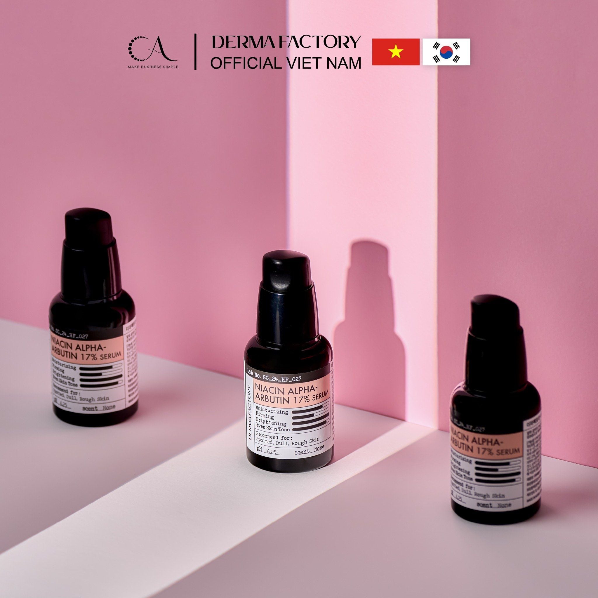  Derma Factory Niacin Alpha-Arbutin 17% Serum - Tinh chất làm sáng và đều màu da 30ml 