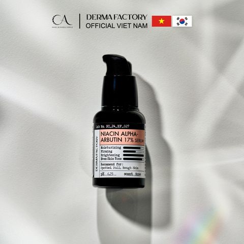  Derma Factory Niacin Alpha-Arbutin 17% Serum - Tinh chất làm sáng và đều màu da 30ml 