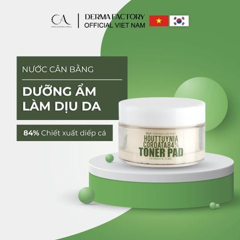  Derma Factory EDLP Houttuynia Cordata 84% Toner Pad – Miếng toner rau diếp cá 84% làm dịu, thanh lọc và cân bằng da 