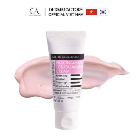  Derma Factory Niacinamide 10% Calamine Cream - Kem dưỡng làm dịu, giảm kích ứng và làm đều màu da nhạy cảm 30ml 