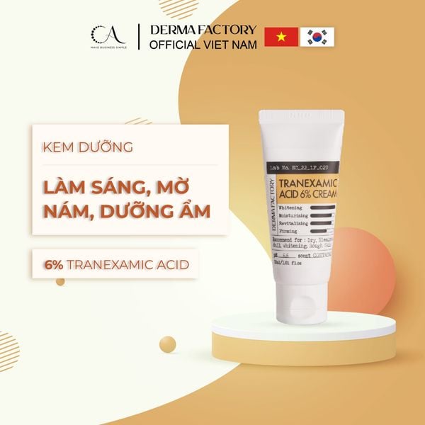  Derma Factory Tranexamic Acid 6% Cream 30ml - Kem dưỡng mờ thâm nám & làm đều màu da chuyên sâu 