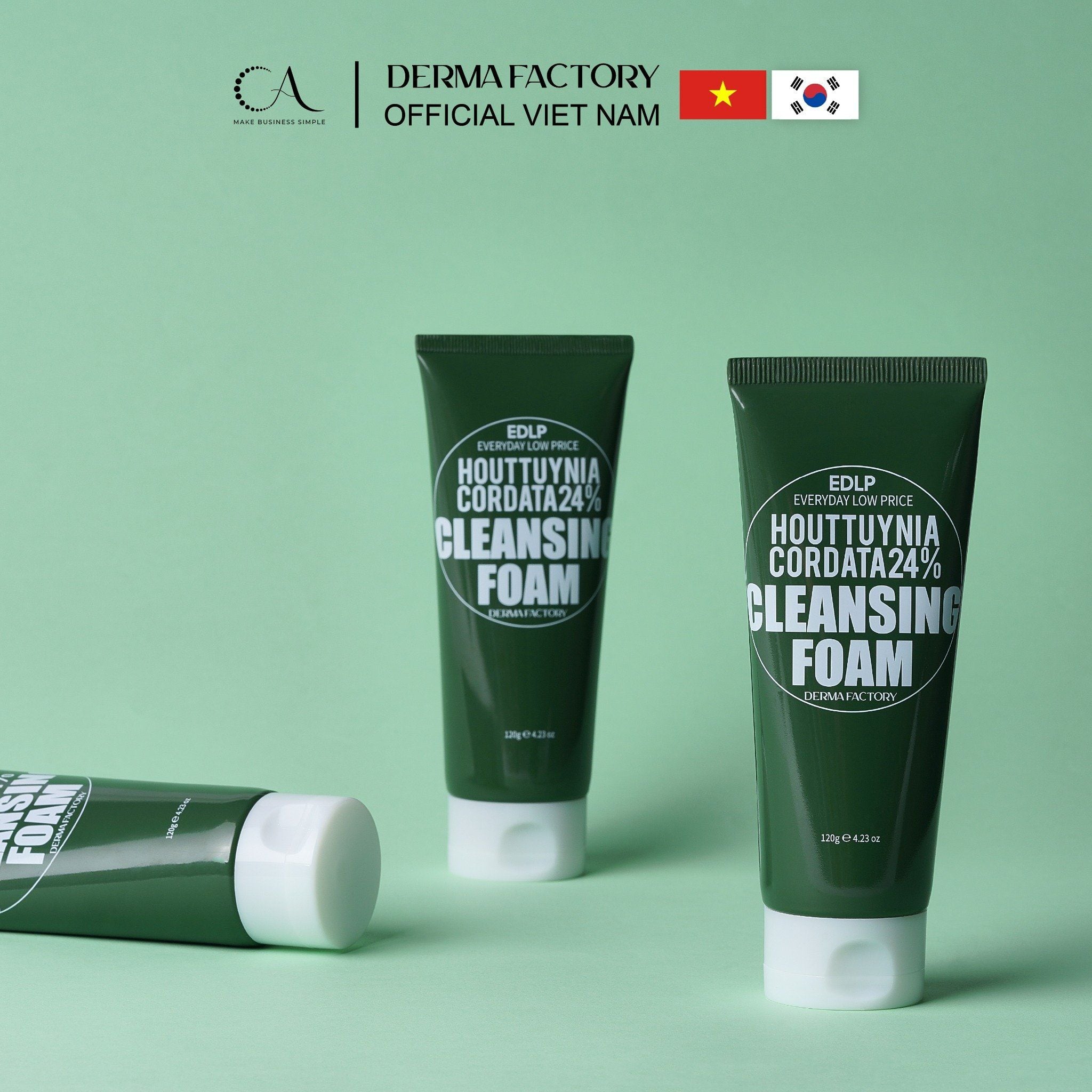  Derma Factory EDLP Houttuynia Cordata 24% bọt làm sạchchứa tinh chất rau diếp cá làm dịu và thanh lọc da 120ml 