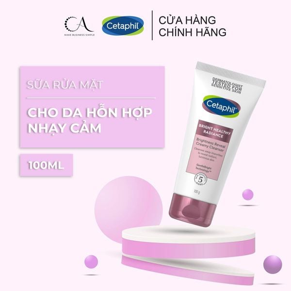  Sữa rửa mặt làm sáng da Cetaphil Bright Healthy Radiance Brightness Reveal Creamy Cleanser 100g 