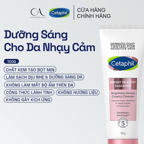  Sữa rửa mặt làm sáng da Cetaphil Bright Healthy Radiance Brightness Reveal Creamy Cleanser 100g 