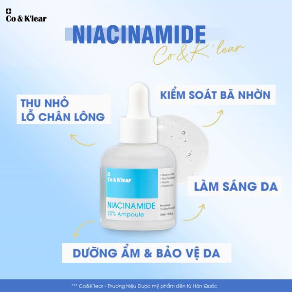  CoK'lear Niacinamide Ampoule 20% Tinh Chất Hoa Hồng Damask Dưỡng Sáng & Se Khít Lỗ Chân Lông 