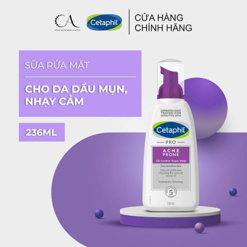  Sữa rửa mặt cho da dầu mụn nhạy cảm Cetaphil Pro Acne Prone Oil Control Foam Wash 236ml 