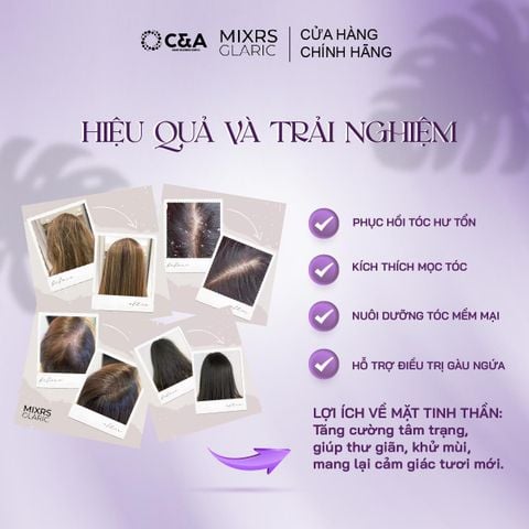  MIXRS GLARIC tím Cặp Dầu Gội & Dầu Xả Chống Bết Dính - Cải Thiện Gàu Tinh Chất Argan, Trứng Cá Hồi (500ml - 800ml) 