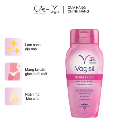  Dung dịch vệ sinh phụ nữ Vagisil Ultra Fresh 24h ngăn mùi, kháng khuẩn 240ml 