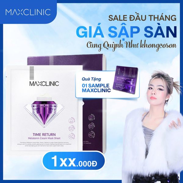  [KCS] Maxclinic Time Return Melatonin Cream Mask Sheets 28 ml - 1 hộp 4 miếng – Mặt Nạ “Sleep‑Reset” Cấp Ẩm Sâu & Làm Sáng Da 