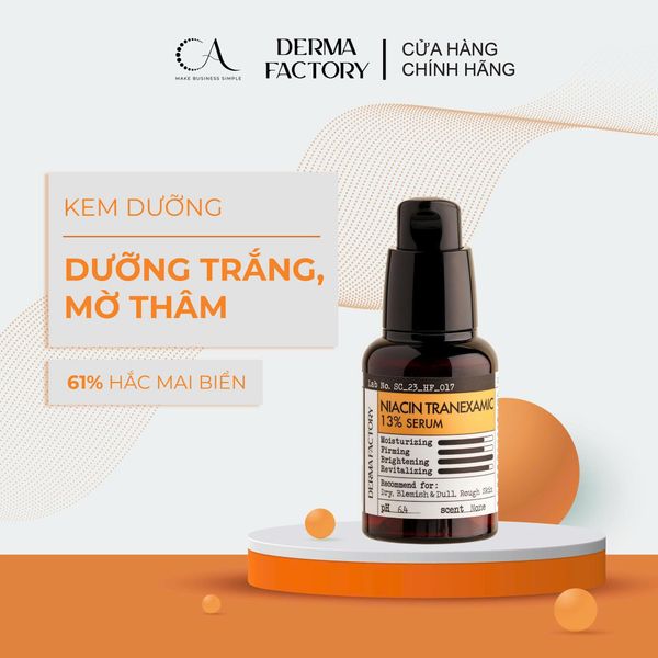  [Độc quyền TDK] Tinh chất dưỡng trắng da mờ thâm nám Derma Factory Niacin Tranexamic 13% Serum 