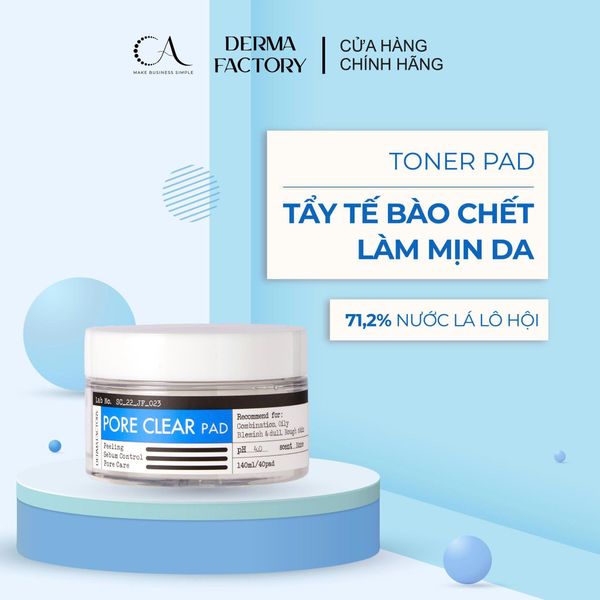  [Độc quyền TDK] Toner Pad tẩy tế bào chết Derma Factory - Tẩy tế bào chết, làm mịn da 