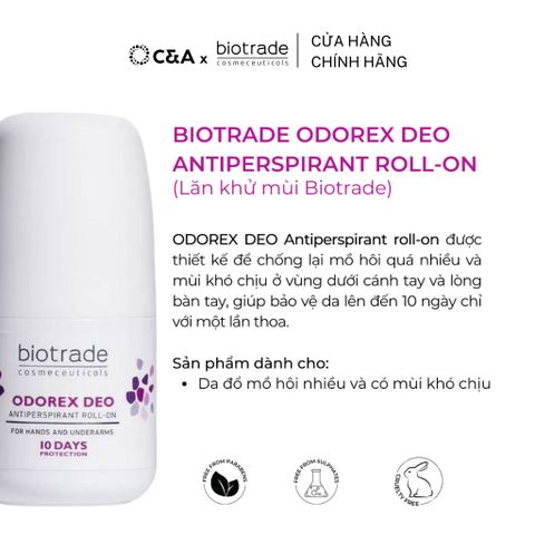  Lăn Khử Mùi Biotrade Odorex Deo Antiperspirant Roll On lòng bàn tay và nách Biotrade 