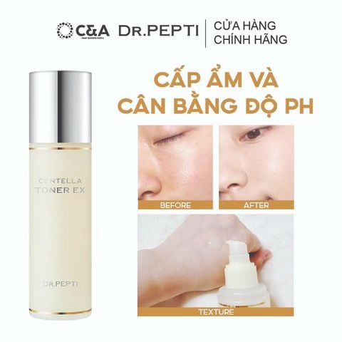  Nước Hoa Hồng Dưỡng Da Cấp Ẩm, Căng Bóng Dr.Pepti Centella Toner Ex 180ml dr pepti 