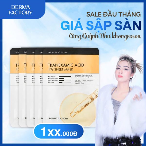  [KCS] 5 miếng mặt nạ giấy Derma Factory 1% Tranexamic Acid - Dưỡng trắng mờ thâm 