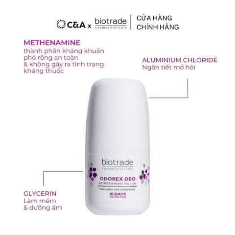  Lăn Khử Mùi Biotrade Odorex Deo Antiperspirant Roll On lòng bàn tay và nách Biotrade 
