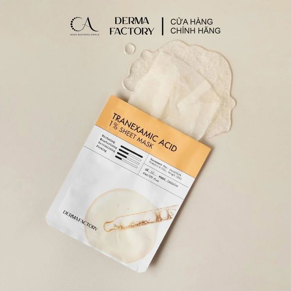 [Độc quyền TDK] 5 miếng mặt nạ giấy Derma Factory 1% Tranexamic Acid - Dưỡng trắng mờ thâm 