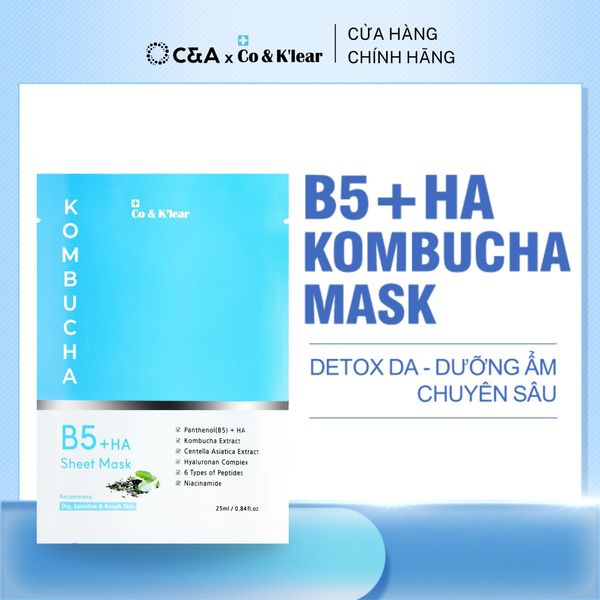  CoK'lear B5 HA Kombucha Detox Mask Phục Hồi & Dưỡng Ẩm 