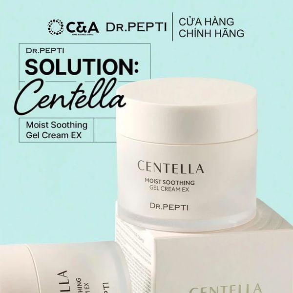  Dr.Pepti Centella Moist Soothing Gel Cream EX 70 ml – Gel-Cream Rau Má 6 Peptide Cấp Ẩm & Làm Dịu 