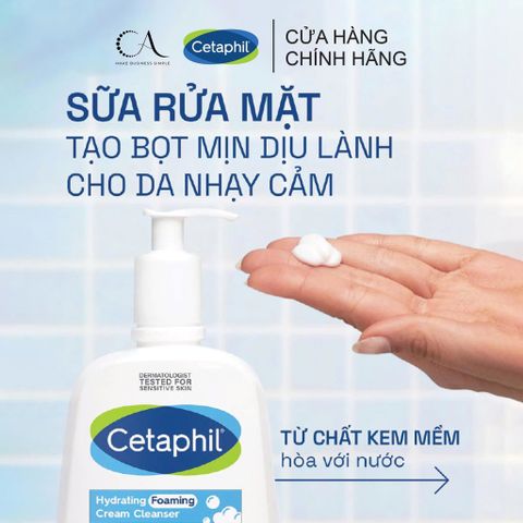  Sữa rửa mặt tạo bọt mịn dịu lành cho da nhạy cảm Cetaphil Hydrating Foaming Cream Cleanser 473ml 