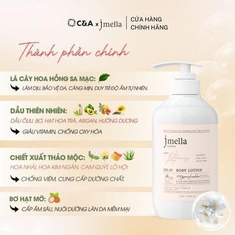  Sữa dưỡng thể Jmella 500ml Dưỡng Ẩm & Bảo Vệ Da Hương Nước Hoa Cao Cấp - Jmella Body Lotion No.1, 5 