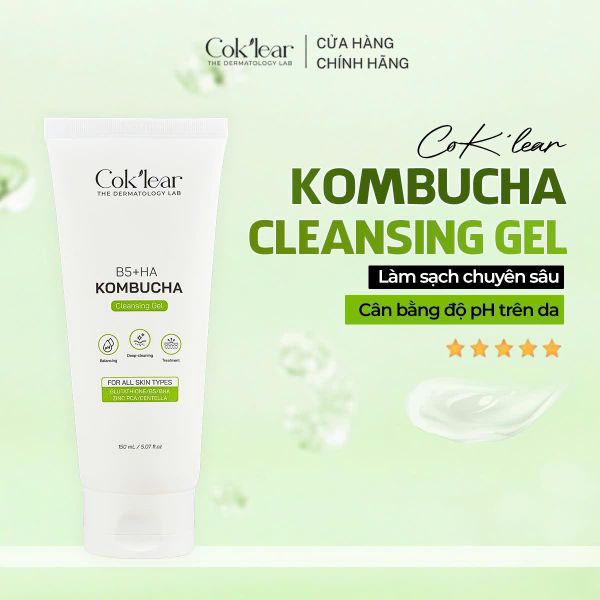  [Kcs] Cok'lear Sữa Rửa Mặt B5HA Kombucha - Làm Sạch Chuyên Sâu và Cân Bằng Độ PH Trên Da 
