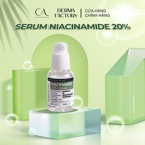  [KCS] Combo 2 chai Tinh chất dưỡng trắng da, cấp ẩm, ngừa thâm mụn Derma Factory Niacinamide 20% Serum 