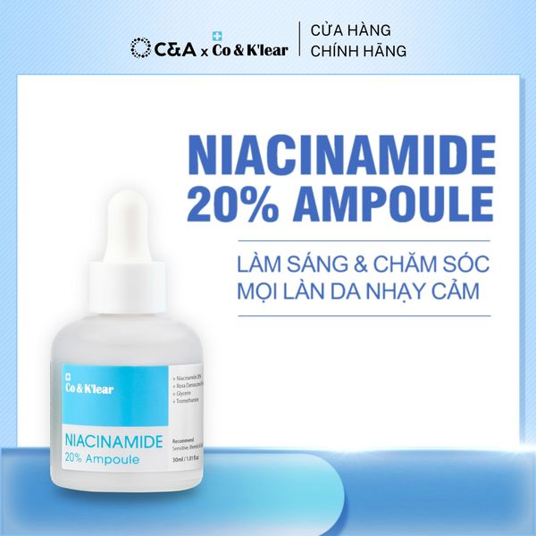  [Kcs] CoK'lear Niacinamide Ampoule 20% Tinh Chất Hoa Hồng Damask Dưỡng Sáng & Se Khít Lỗ Chân Lông 