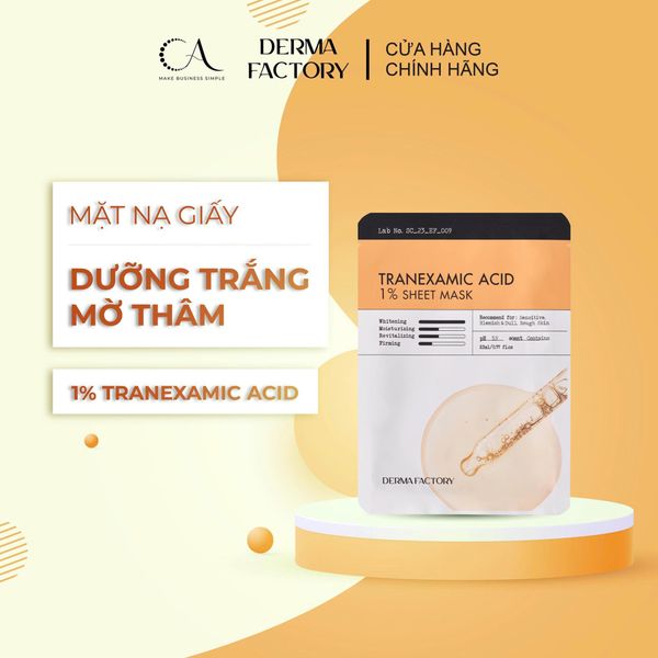  [KCS] 5 miếng mặt nạ giấy Derma Factory 1% Tranexamic Acid - Dưỡng trắng mờ thâm 