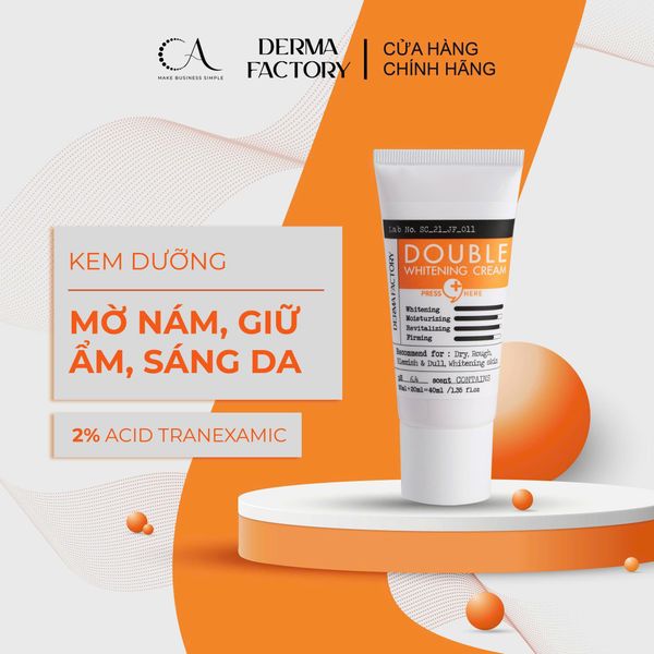  [Độc quyền TDK] Combo Dưỡng Trắng Hỗ Trợ Giảm Thâm Nám Derma Factory Serum Niacin Tranexamic 13% Và Kem Dưỡng Double Whitening Cream 