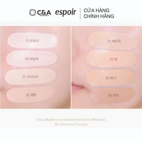 Phấn Nước Che Phủ Espoir Be Velvet Cover Cushion 2025 SPF42 PA++ 13gr 