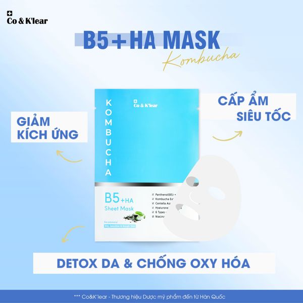  CoK'lear B5 HA Kombucha Detox Mask Phục Hồi & Dưỡng Ẩm 