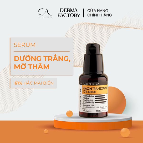  Combo Hỗ Trợ Giảm Thâm Nám Derma Factory Serum Niacin Tranexamic 13% Và Kem Dưỡng Double Whitening Cream 