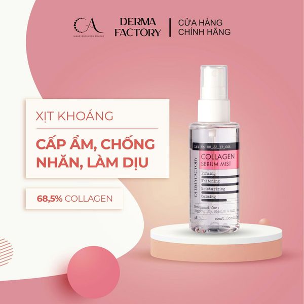  [Độc quyền TDK] Xịt khoáng Derma Factory Collagen Serum Mist - Cấp ẩm, chống nhăn, làm dịu 